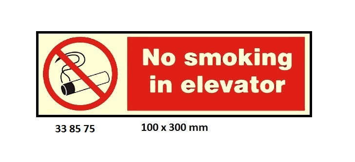 338575-SIGN ACCOMMODATION NO SMOKING, IN ELEVATOR 8575FK 75X200MM