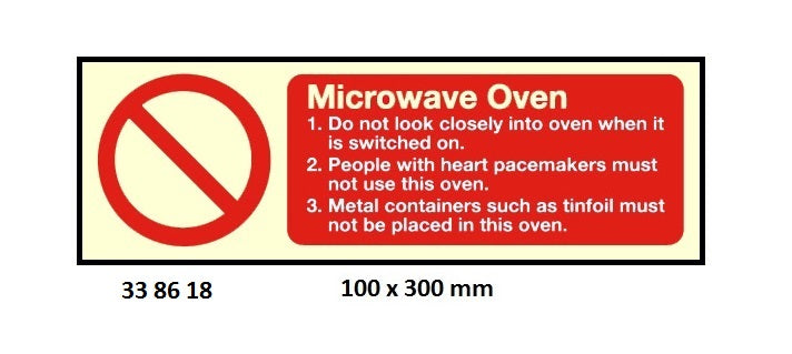338618-Prohibition Sign 30x10cm microwave oven (PL)