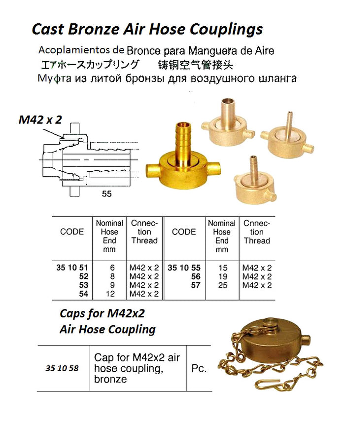 351058-CAP FOR AIRHOSE COUPLING, BRONZE M42 X 2
