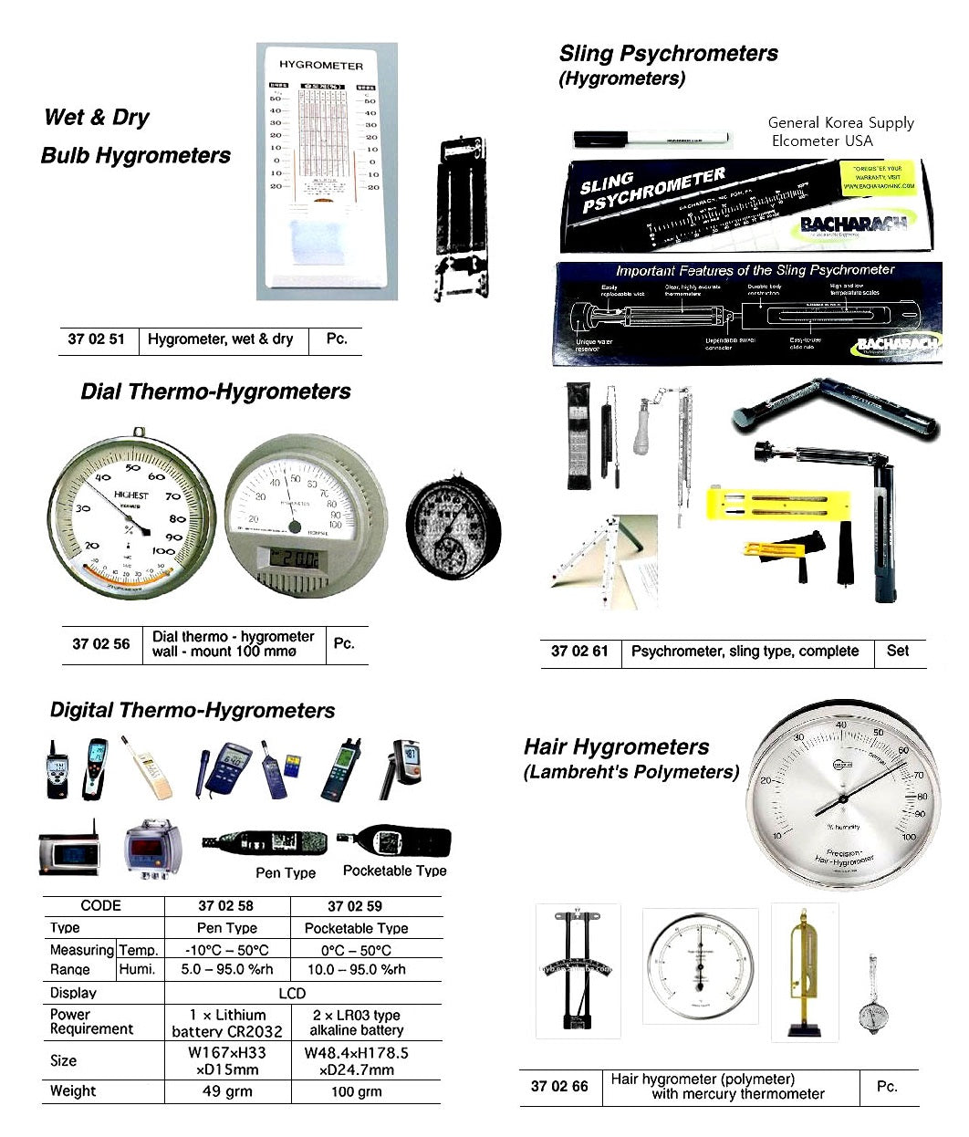 370266-HAIR HYGROMETER (POLYMETER), WITH MERCURY THERMOMETER