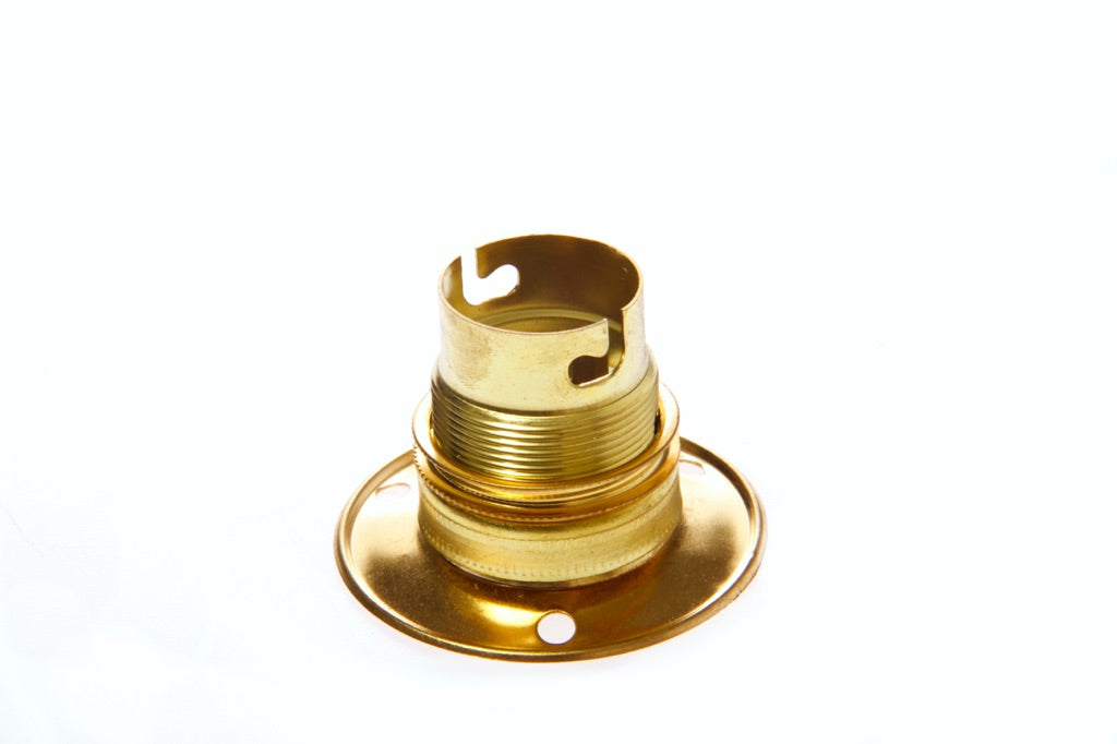793523-LAMP HOLDER EUROPEAN BRASS, B-22 WITH BACK PLATE