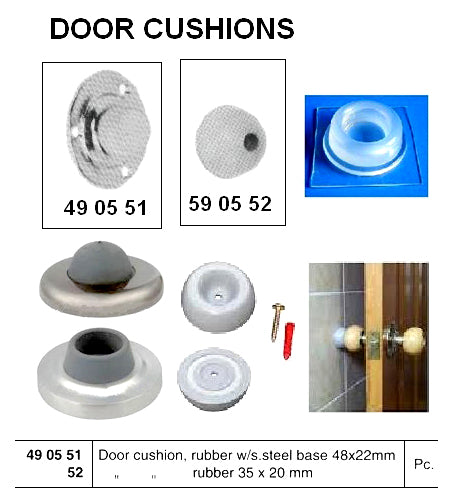 490551-DOOR CUSHION RUBBER, W/STAINLESS BASE 48X22MM