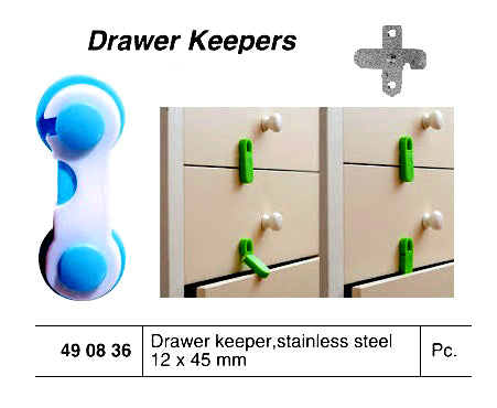 490836-DRAWER KEEPER STAINLESS STEEL, 12X45MM