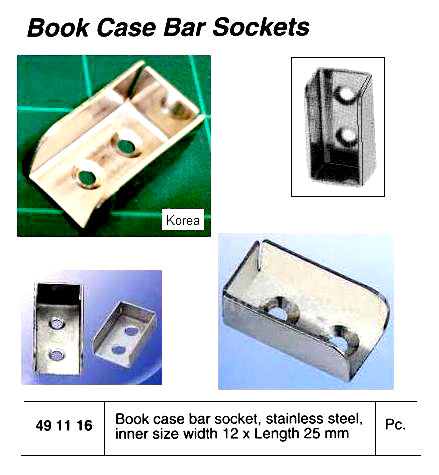 491116-BOOK CASE BAR SOCKET STAINLESS, 12X25MM