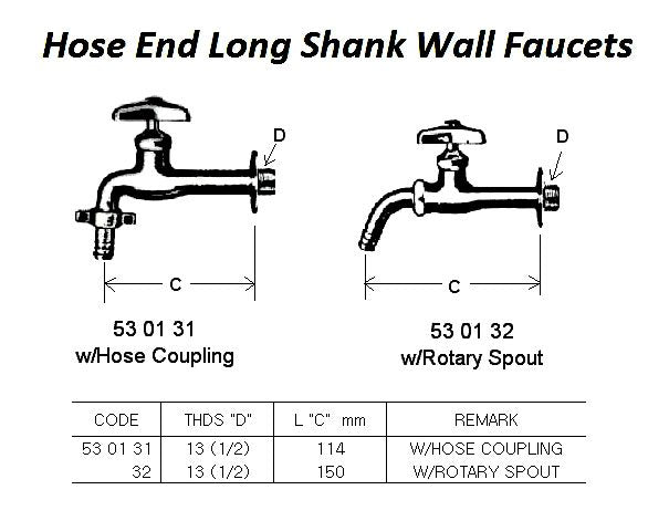 530132-WALL FAUCET WITH HOSE COUPLING 1/2? WATERLINE