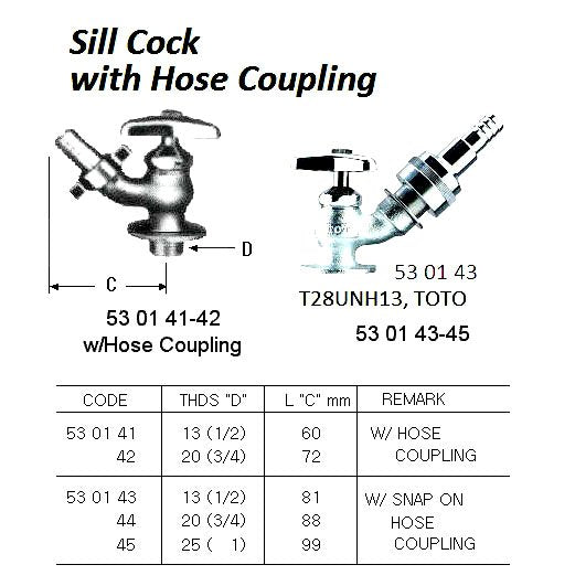 530141-SILL COCK WITH HOSE COUPLING T28UNH13 13 MM TOTO