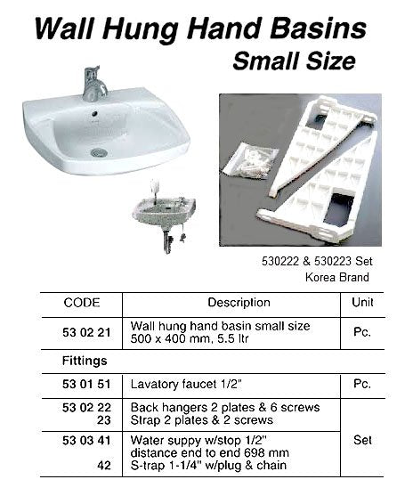 530222-WASHBASIN HOLDER HANGERS WITH PLUG BOLTS M8 X 80 MM