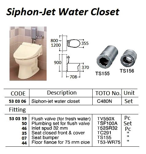 530306-WATER CLOSET SIPHON-JET, MODEL C480N