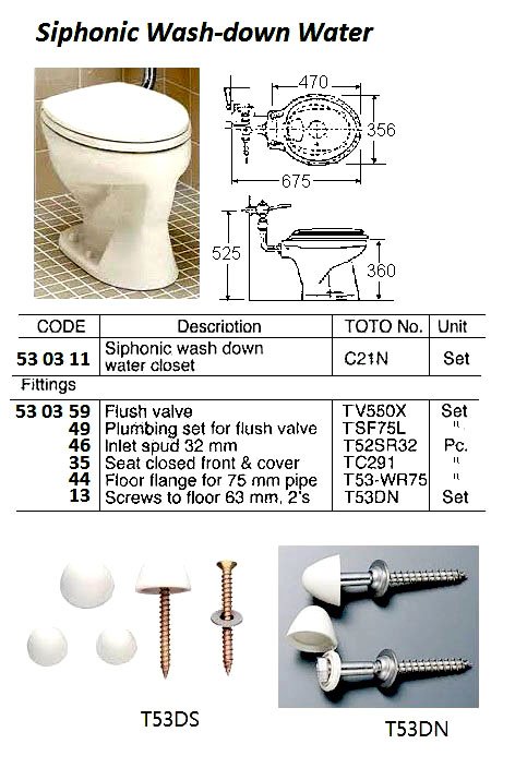 530312-TOILET CLOSET BOWL SCREWS