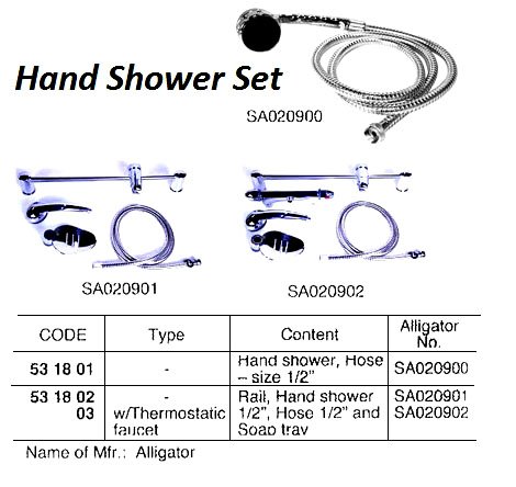 531803-HAND SHOWER SET WATERLINE 1/2?, W/RAIL/TRAY & THERMO SA020902