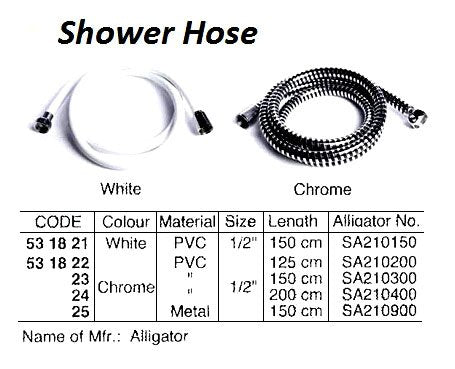 531822-HOSE SHOWER CHROME PVC 1/2?, 125CM WATERLINE SA210200