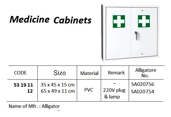 531912-CABINET MEDICINE PVC SA020754, 65X49X11CM W/220V PLUG & LAMP