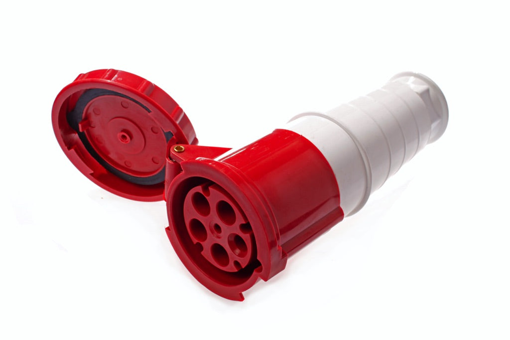 792730-PLUG CEE FEMALE AC380V RED 5P, 63AMP 6H IP67