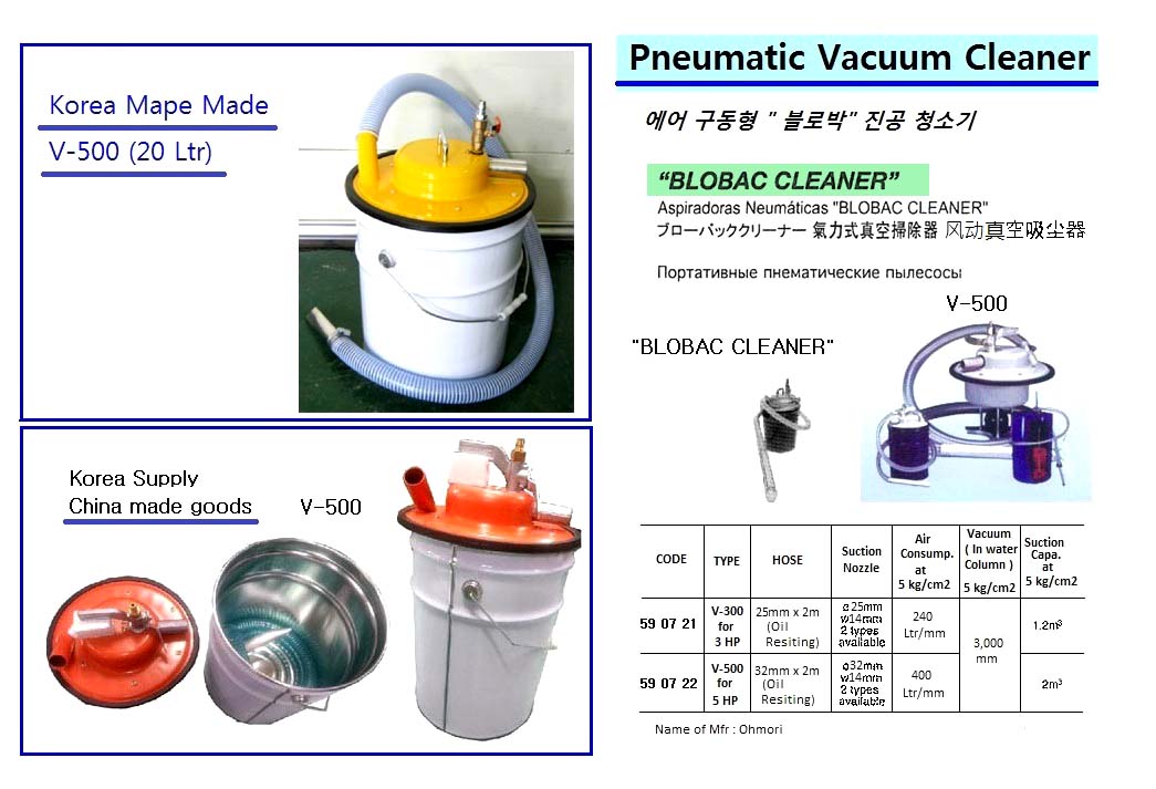 590722-VACUUM CLEANER PNEUMATIC, ?BLOVAC CLEANER? MODEL V-500