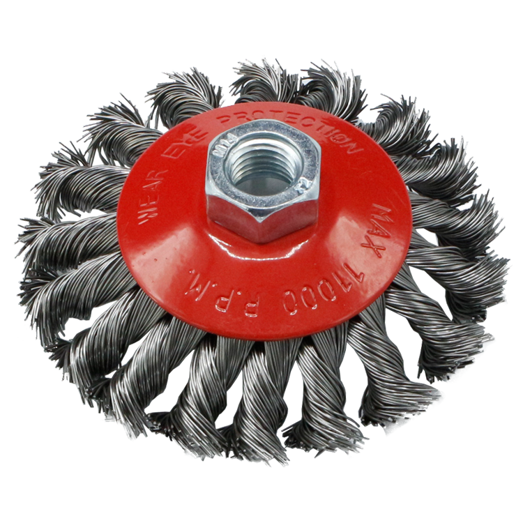 592077-BRUSH CONICAL WHEEL PLAITED SS, 100MM F/DERUSTINGBRUSH MAG9000