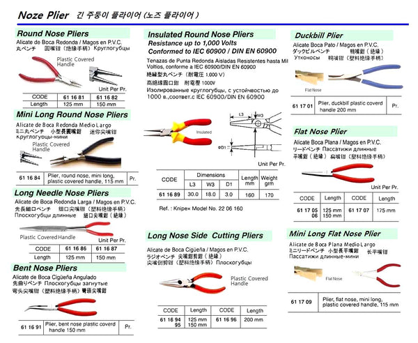 611706-PLIER FLAT-NOSE, PLASTIC COVERED HANDLE 150MM
