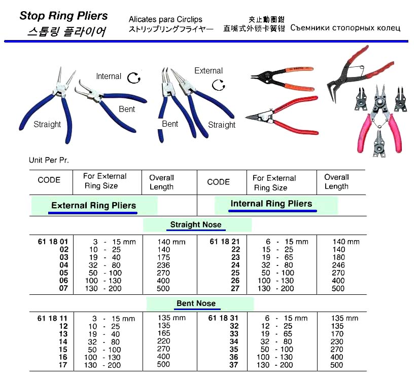 611815-PLIER STOP RING BENT, EXTERNAL 50-100MM