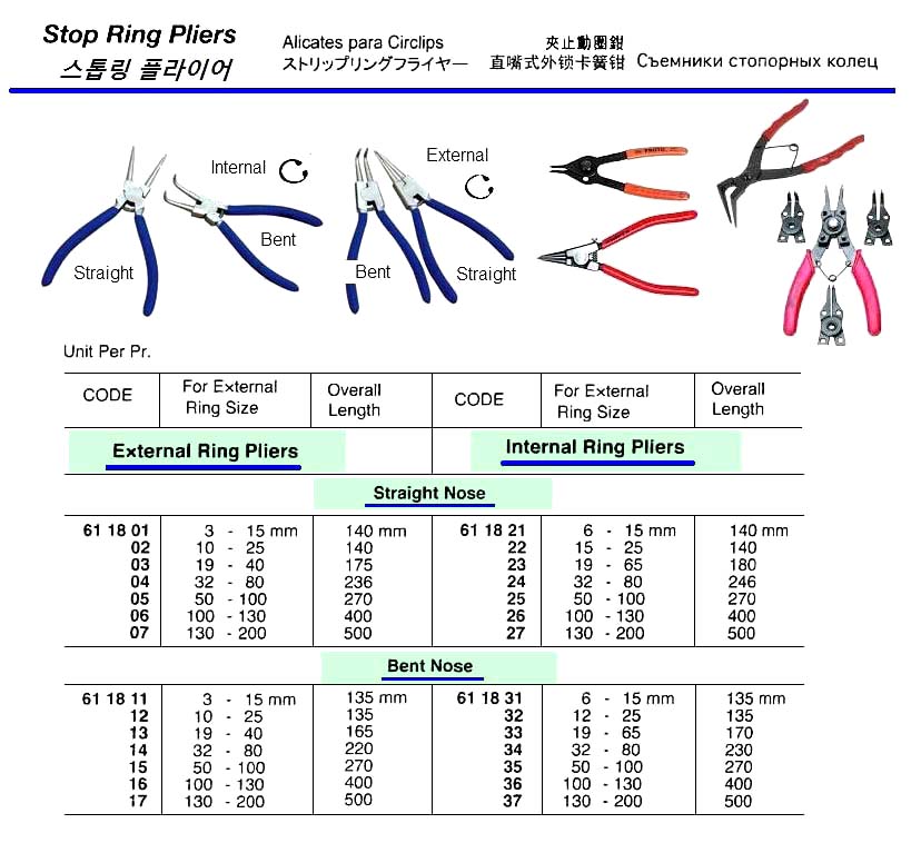 611817-PLIER STOP RING BENT, EXTERNAL 130-200MM