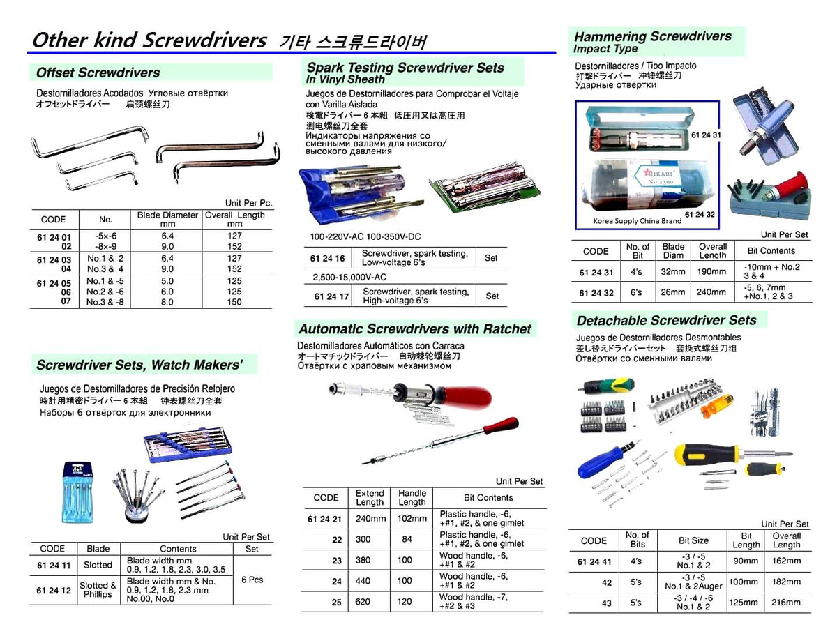 612432-SCREWDRIVER SET HAMMERING, IMPACT-TYPE 6 BITS
