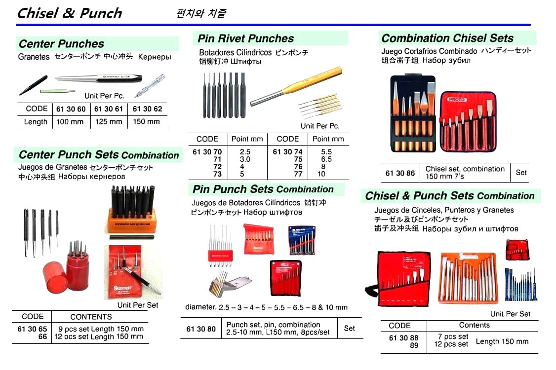 613066-PUNCH SET CENTER COMBINATION, 150MM 12PCS/SET