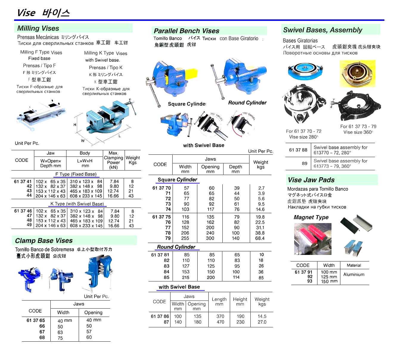 613748-VISE MILLING K W/SWIVEL BASE, JAW SIZE 153X112X43MM