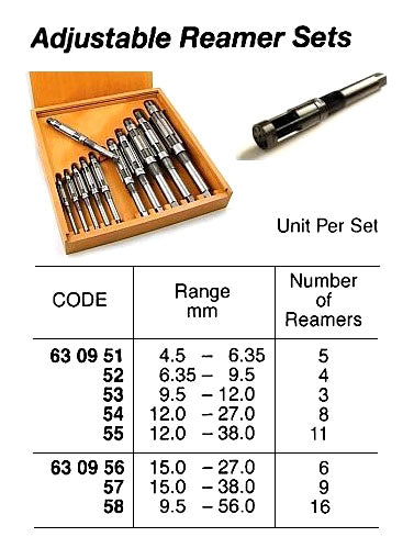 630952-REAMER SET ADJUSTABLE, 6.35-9.5MM 4?S