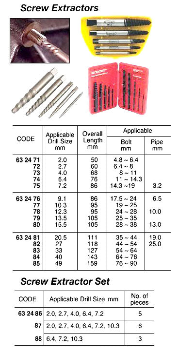 632481-SCREW EXTRACTOR FOR SCREW SIZE, 35-44MM