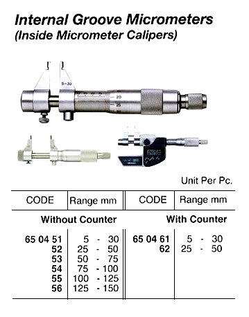 650452-MICROMETER INSIDE CALIPER, 25-50MM 0.01MM STEP