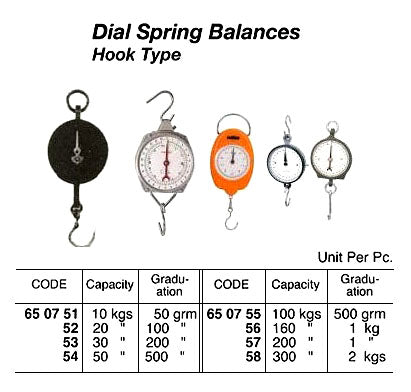 650757-SPRING BALANCE DIAL HOOK TYPE, CAPACITY 200KGS