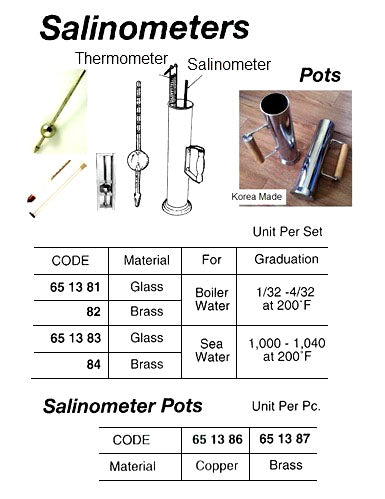 651384-SALINOMETER FOR SEA WATER, BRASS 1000-1040