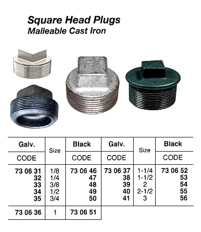 730656-PLUG SQUARE HEAD MALLEABLE, CAST IRON BLACK 3