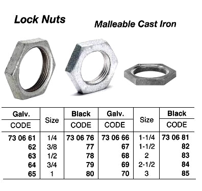 730670-LOCK NUT MALLEABLE CAST IRON, GALV 3