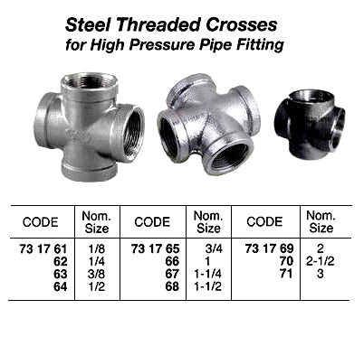 731768-CROSS STEEL 1-1/2 THREADED, FOR H.P. PIPE FITTING