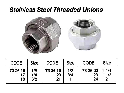 732624-UNION STAINLESS STEEL 2, THREADED