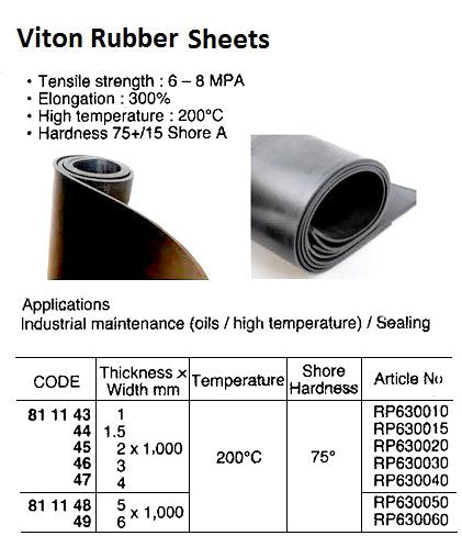 811149-SHEET RUBBER VITON BLACK, TH:6MMXW:1000MM #RP630060