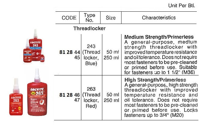 812844-GLUE THREADLOCKER BLUE, LOCTITE 243 50ML