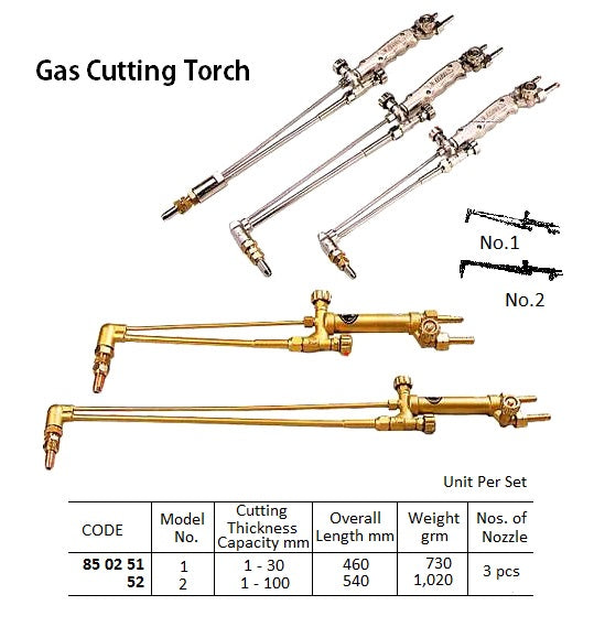850251-GAS CUTTING TORCH NO.1, WITH NOZZLE SET