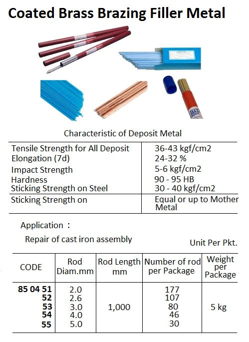 850453-FILLER METAL COATED BRASS, BRAZING 3.0X1000MM 5KG